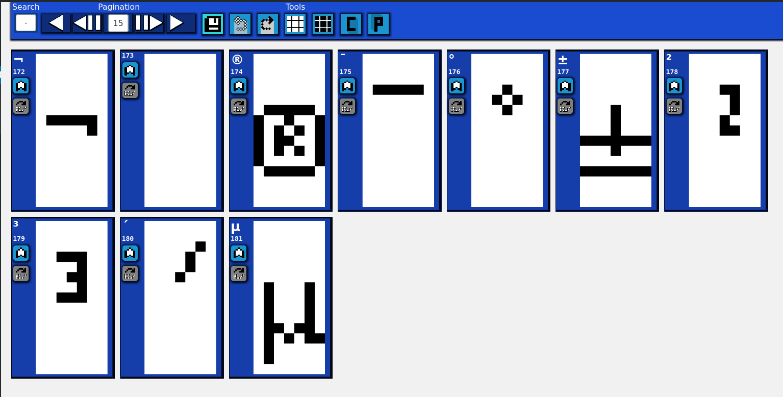 Another page of Char Editor