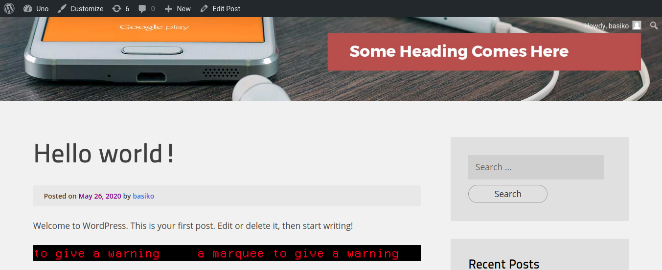 Marquee of warnings and alerts.