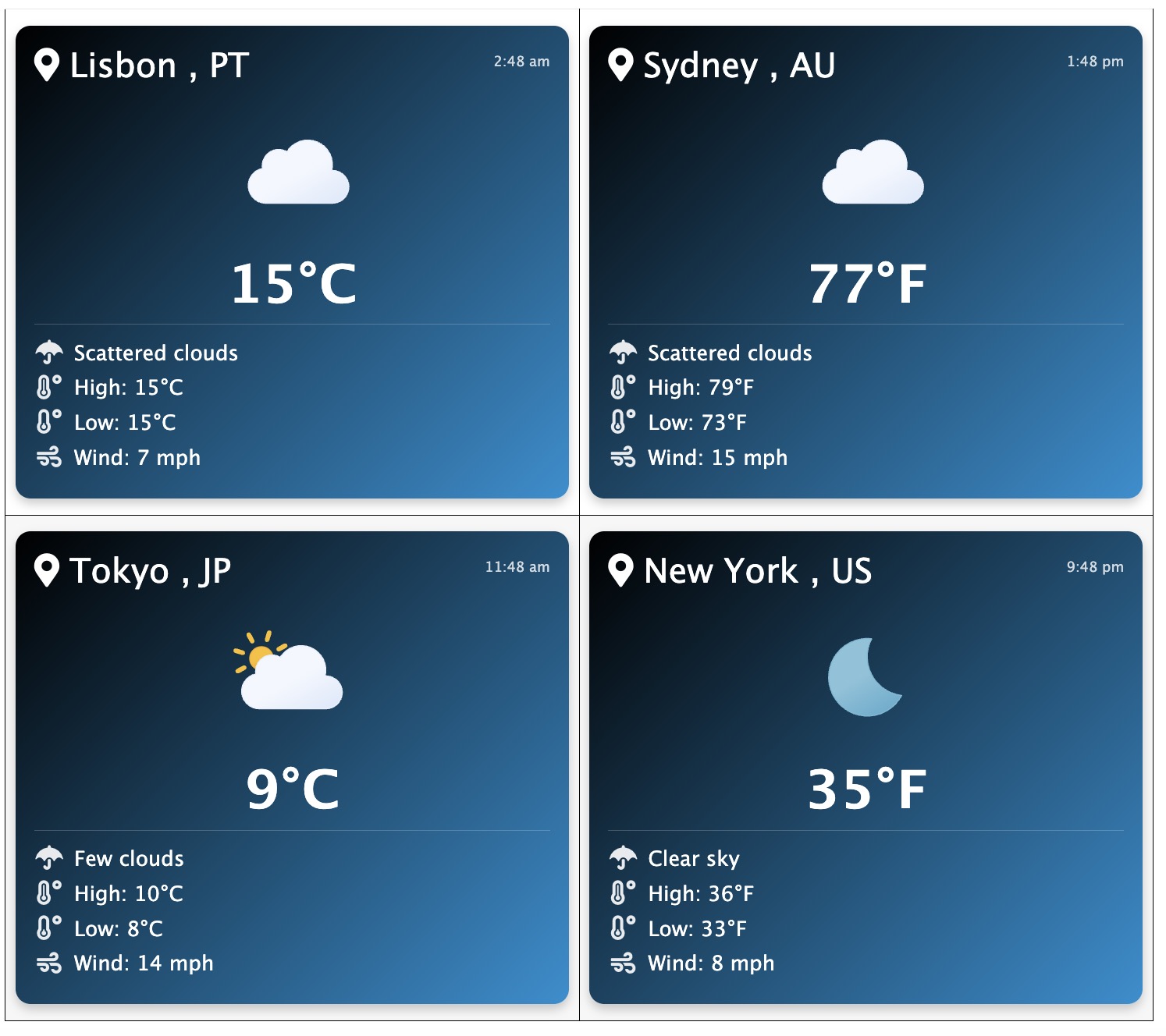 Sample of multiple weather softcodes