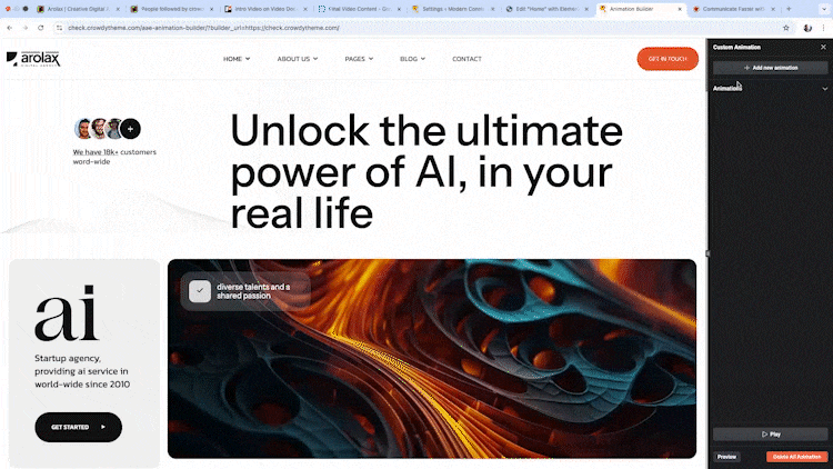 **Animation Builder** Build unlimited custom animations with intuitive controls and complete flexibility.