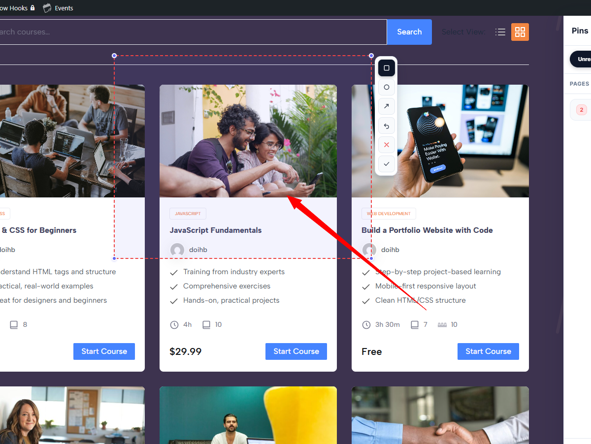 Area selection mode — drag to select the region you want to annotate.