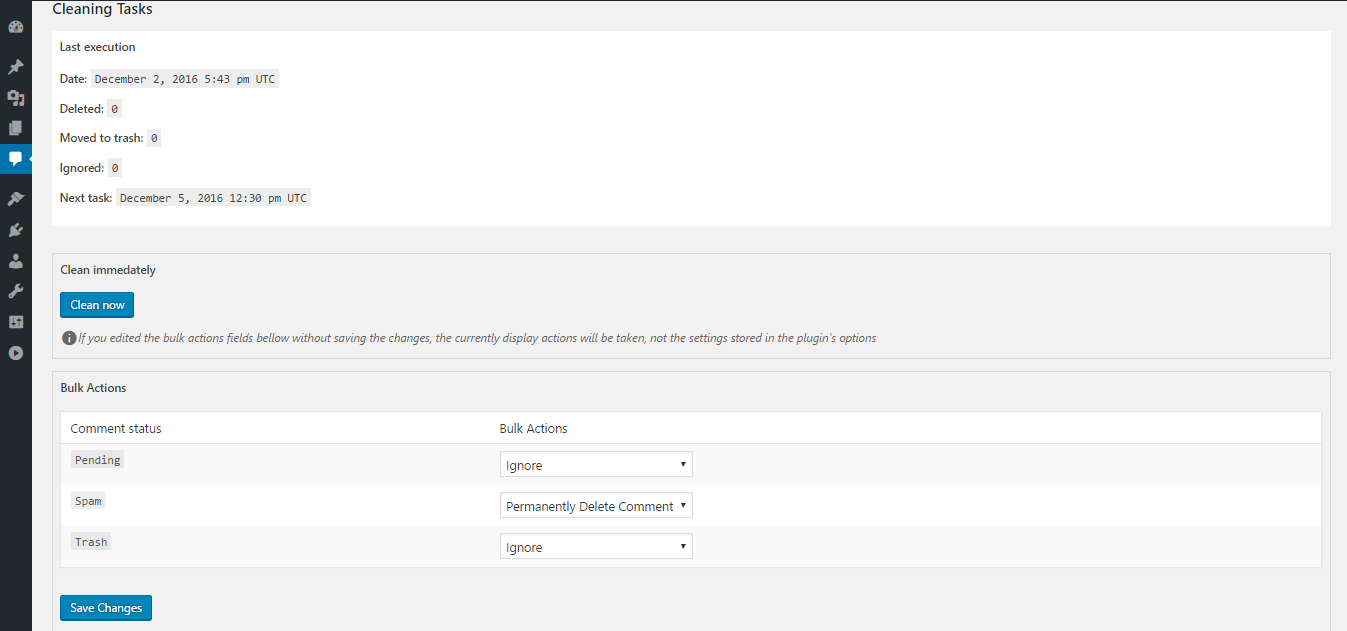 The admin page