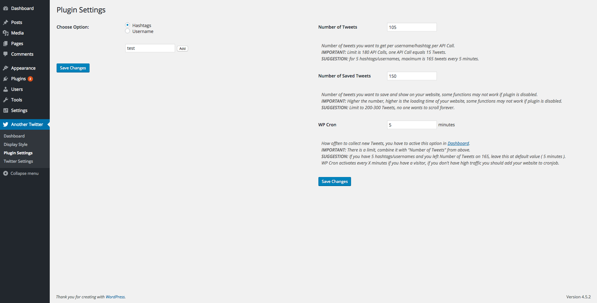 Plugin Settings