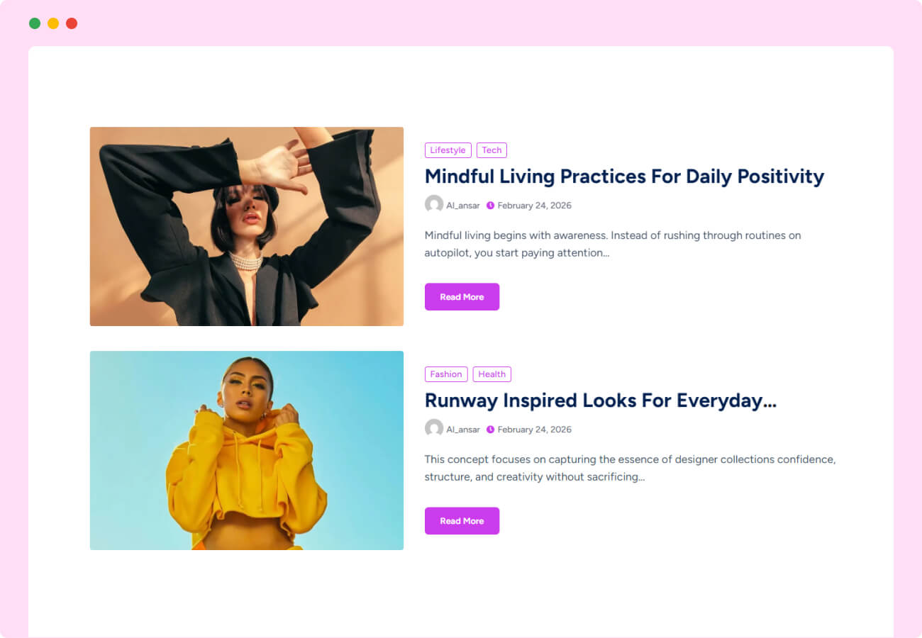 Post Query Loop – List layout