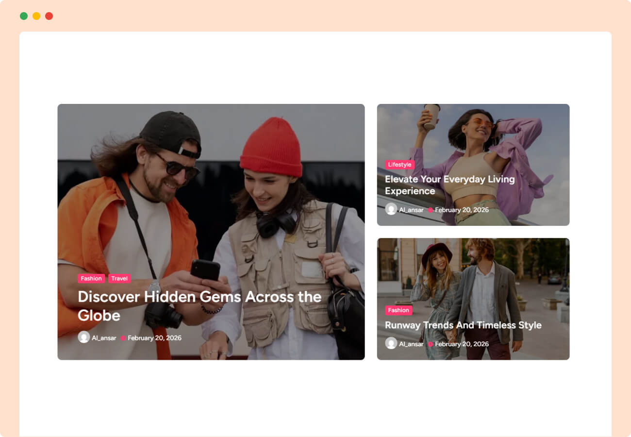 Featured Posts – Vertical layout on a live blog page