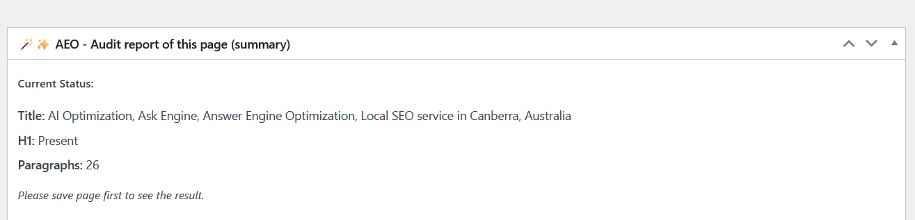 Each page summary report