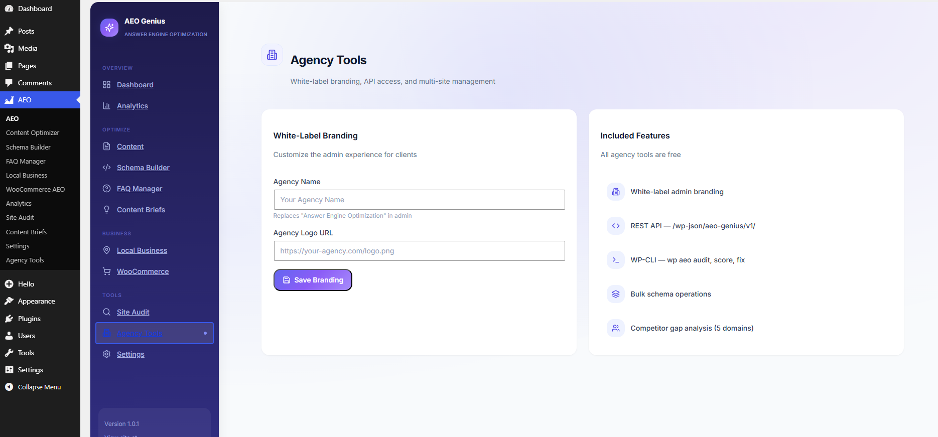 Onboarding Wizard — 5-step setup for site type, business info, and AI provider