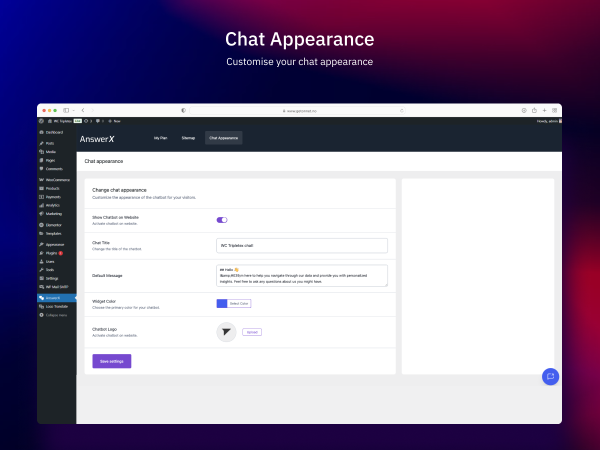 Customize chat appearance.