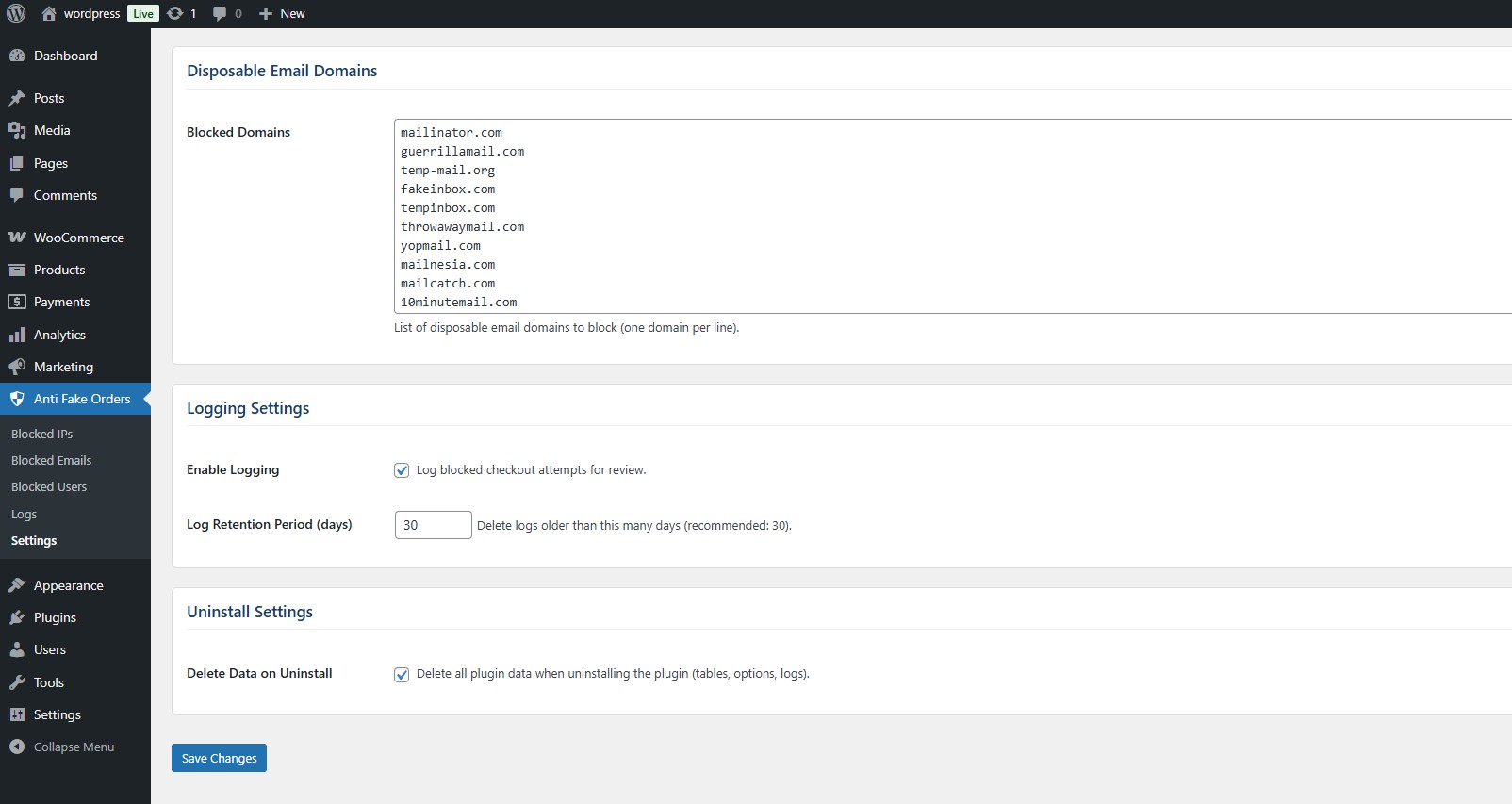 Comprehensive logging system with filtering options