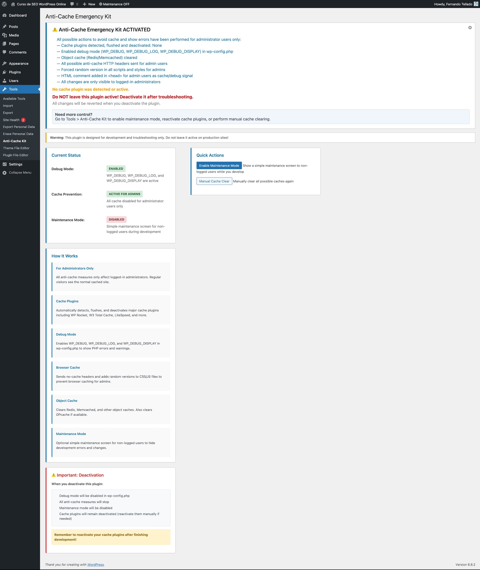 Admin bar toggle for maintenance mode