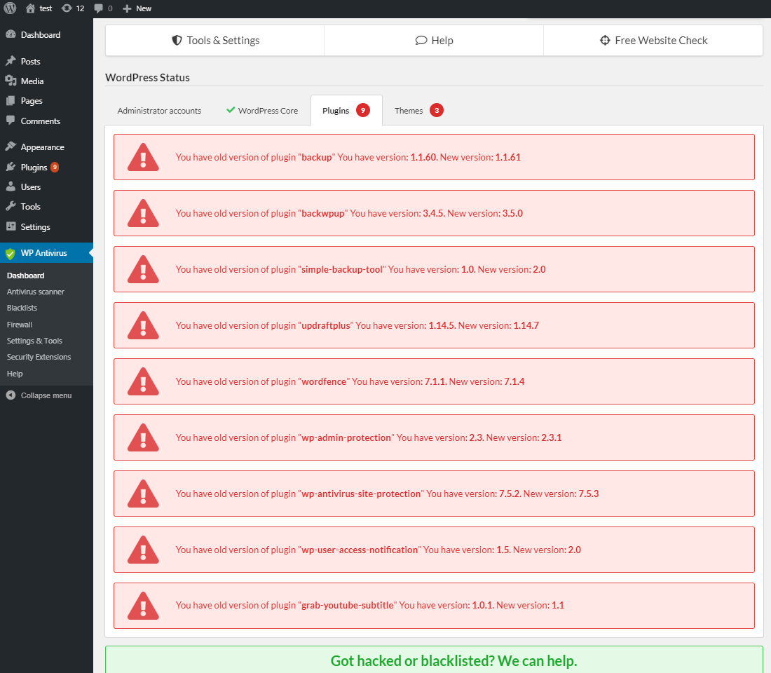 Blacklist scanner.