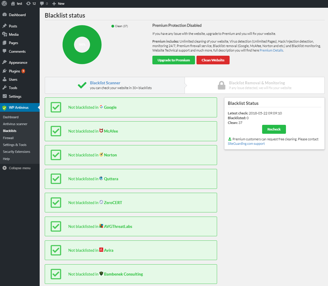Settings and extra tools (Bruteforce protection for login page)