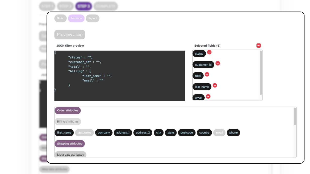 **Visual Interface** - 1-click JSON Filter