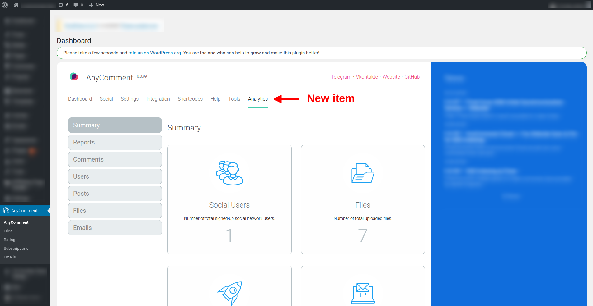 After installation & activation of addon you should see new "Analytics" tab.