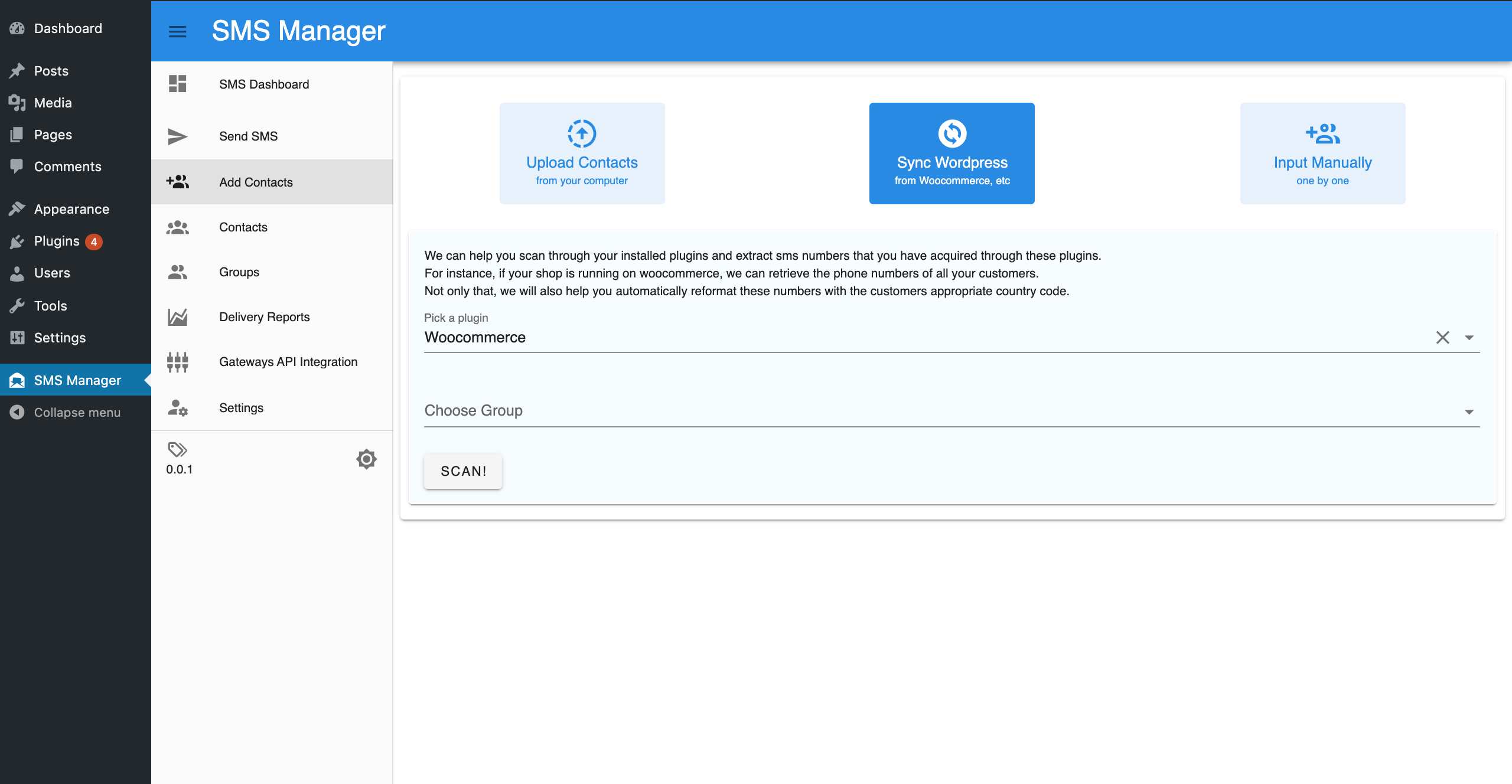 Input phone numbers manually