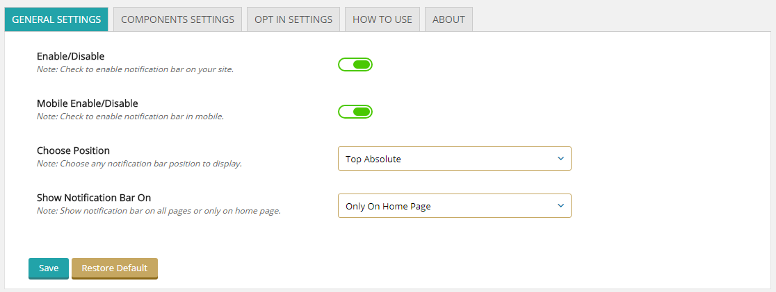 Screenshot 1 - General Settings
