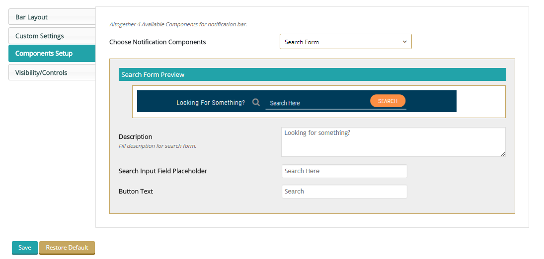 Screenshot 2 - Components Settings