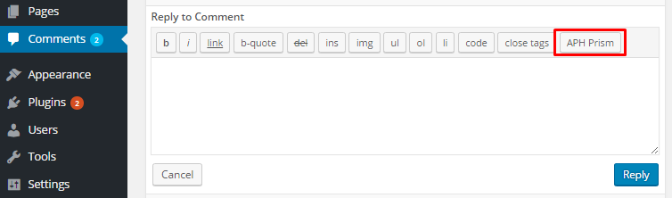 Quick Tags in the admin edit comments page