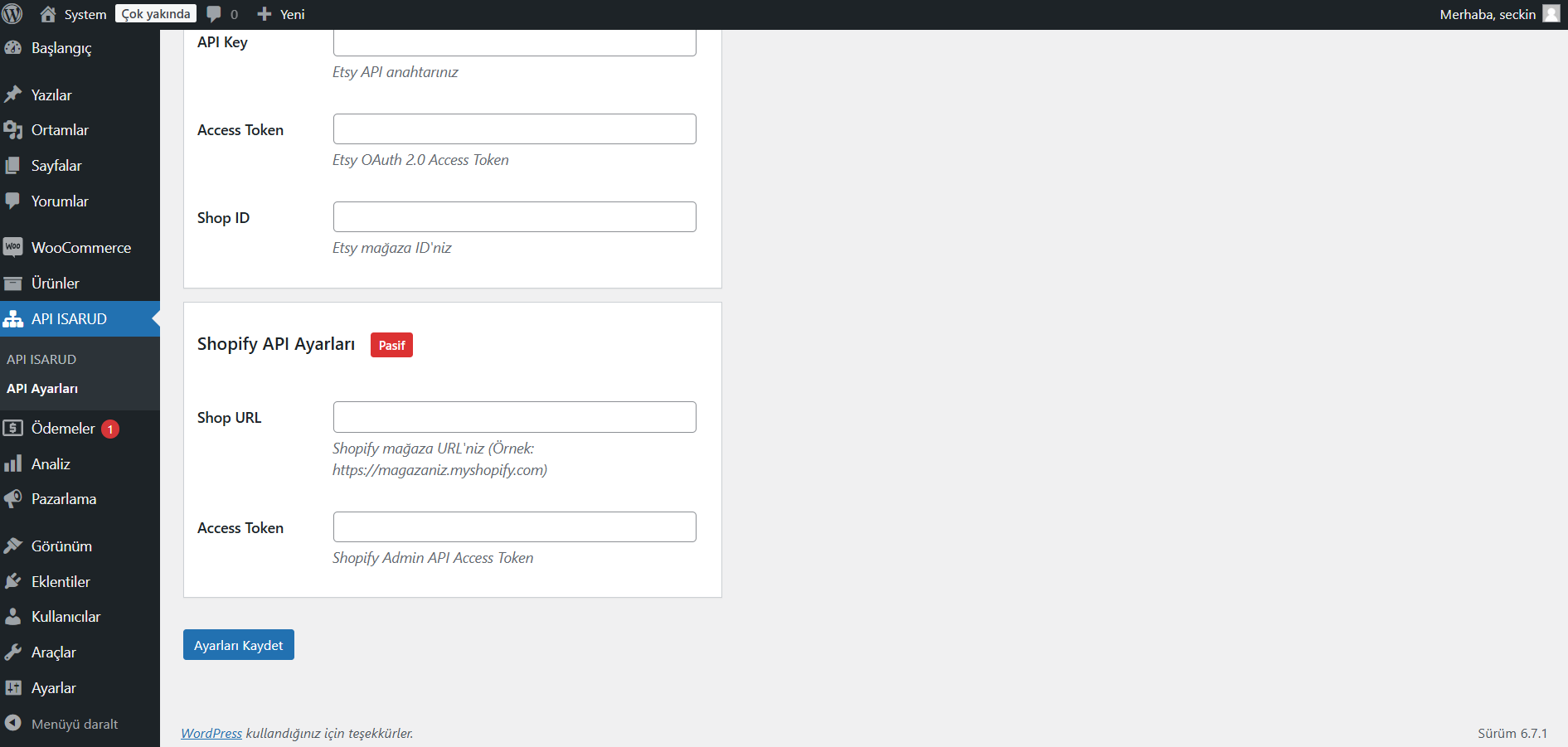 Gerçek zamanlı Isarud istatistikleri ile WP Dashboard widget'ı