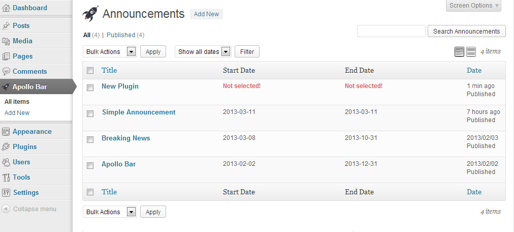 Add announcements