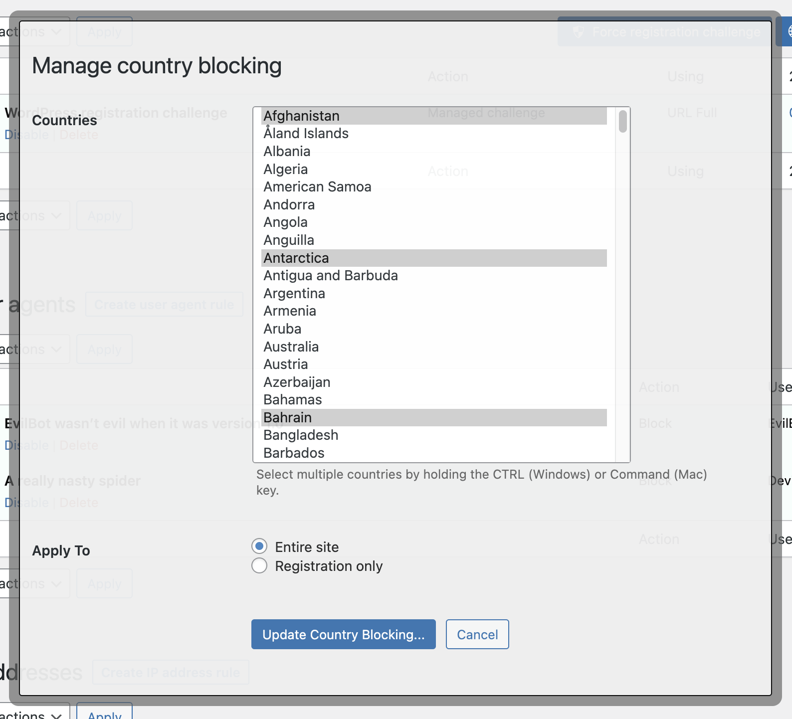 Control Cloudflare zone settings (SSL/TLS options shown here).