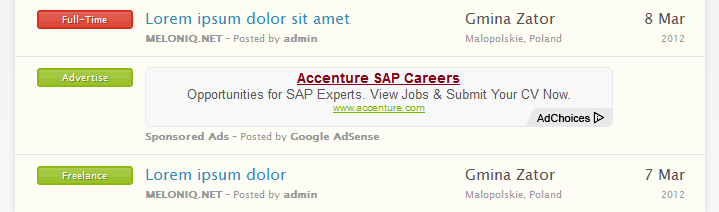 Ad view in JobRoller