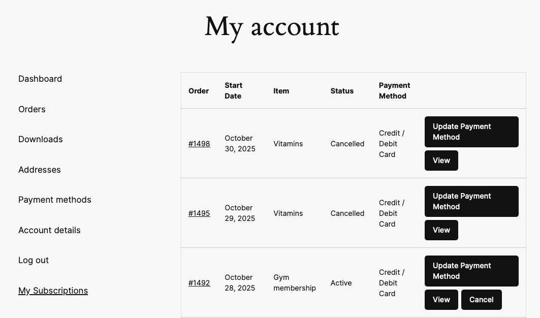 Customer subscription management