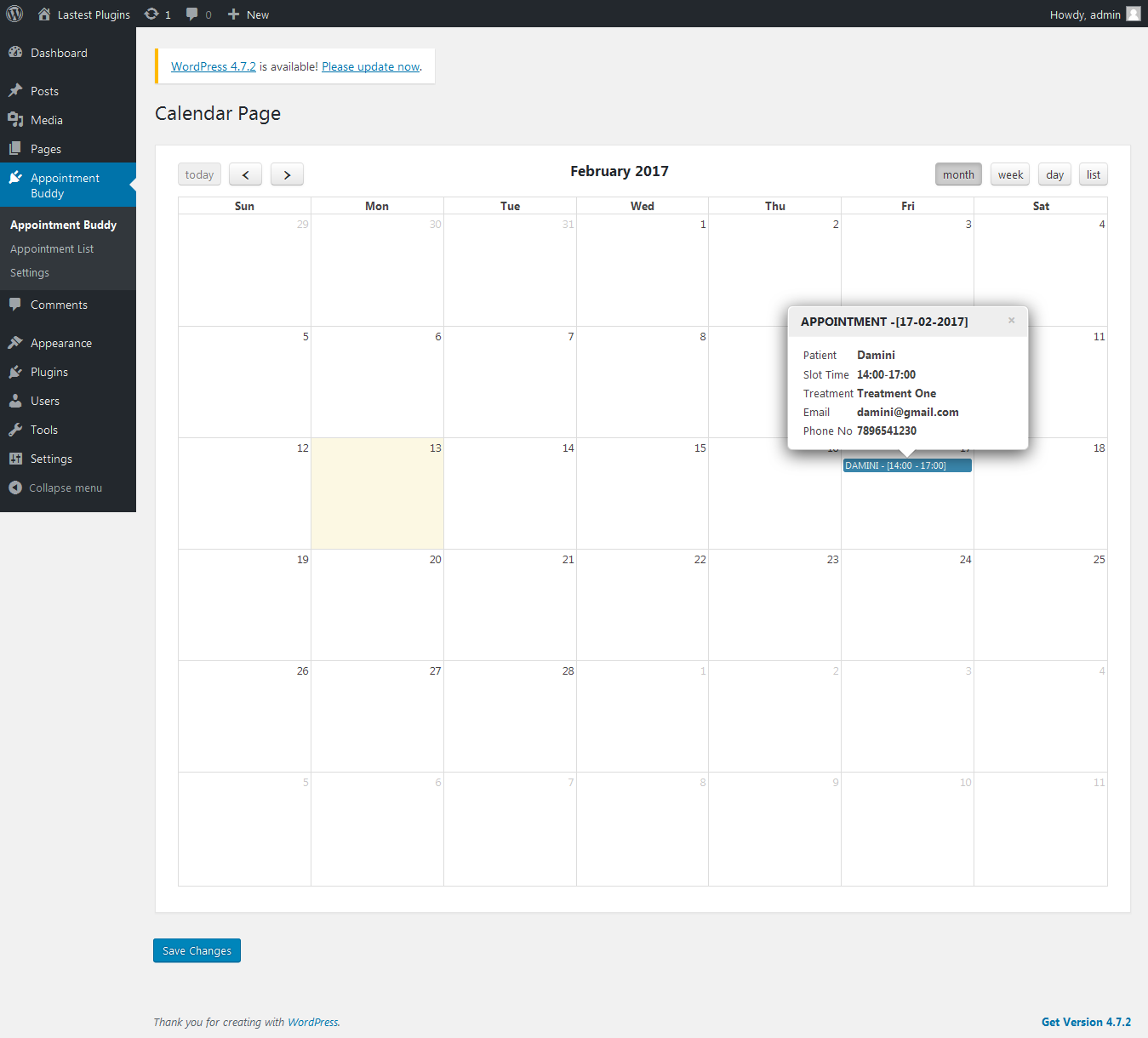 View Appointments in Calendar