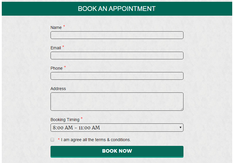 Admin settings of appointment form.