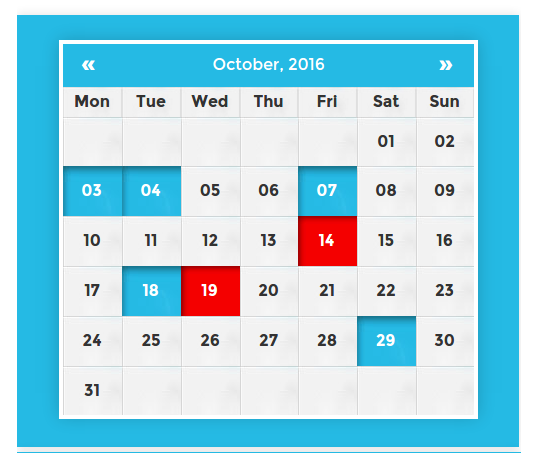 calendar of the Plugin Which is shown on every buddypress Member acticity page.