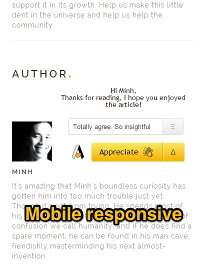 Example Appreciation widget in mobile format.