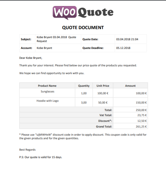 Coupon Settings Page of Appsila WooQuote