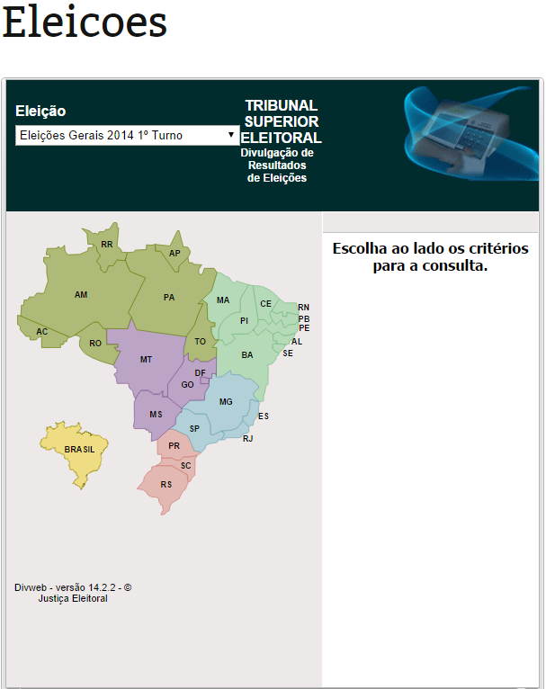 Divulga WEB do TSE em seu site.