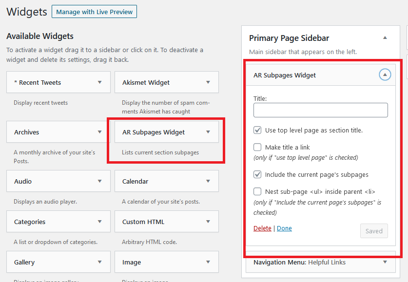 Adminpanel Widget form.