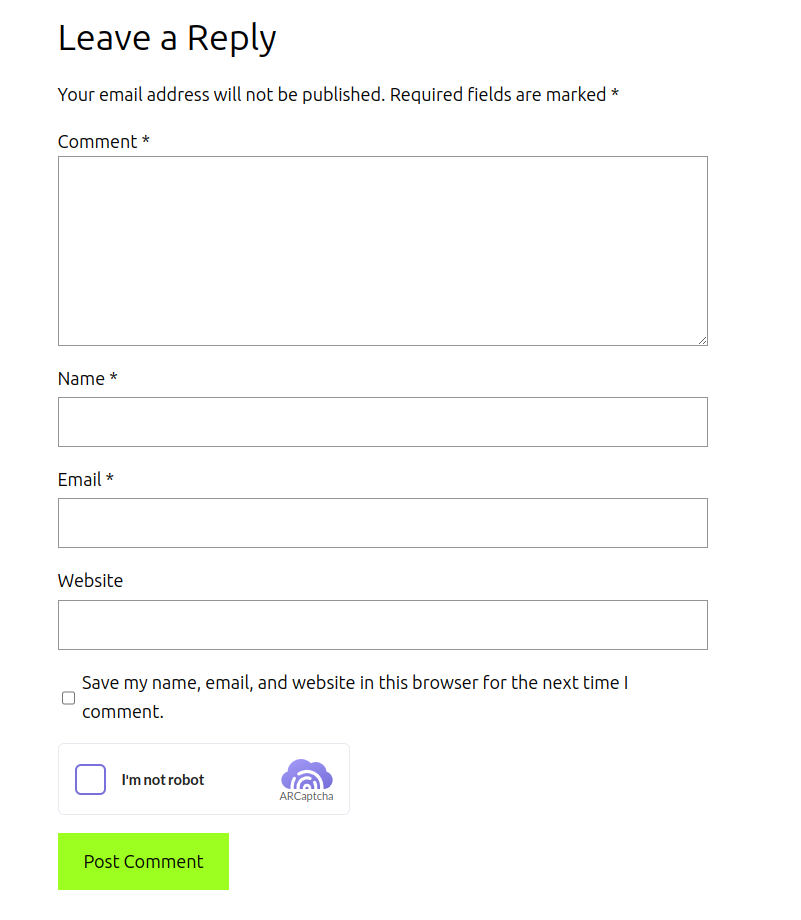 comments form
