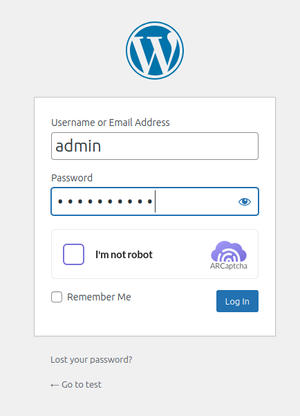wordpress login form