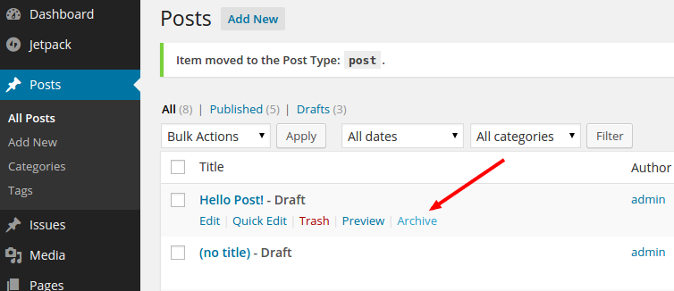 Possibility to archive on posts, WP 4.2-alpha