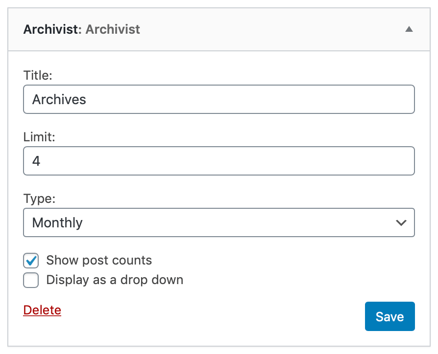 Archivist Widget