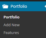 Portfolio Custom Post Type listed in the WordPress Menu
