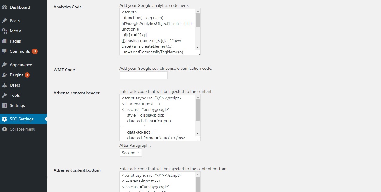 More settings in the plugin settings page.