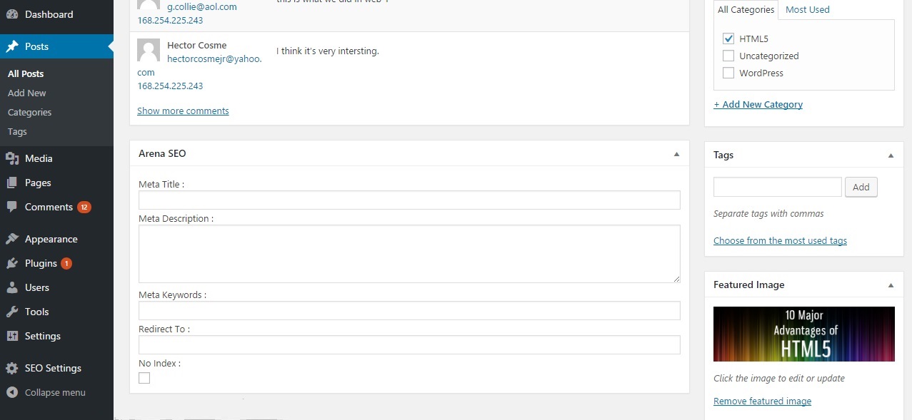 The new input boxes in the post editor.