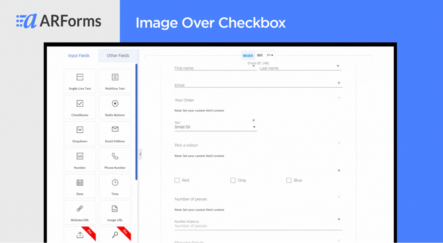 ARForms - Image Over Checkbox