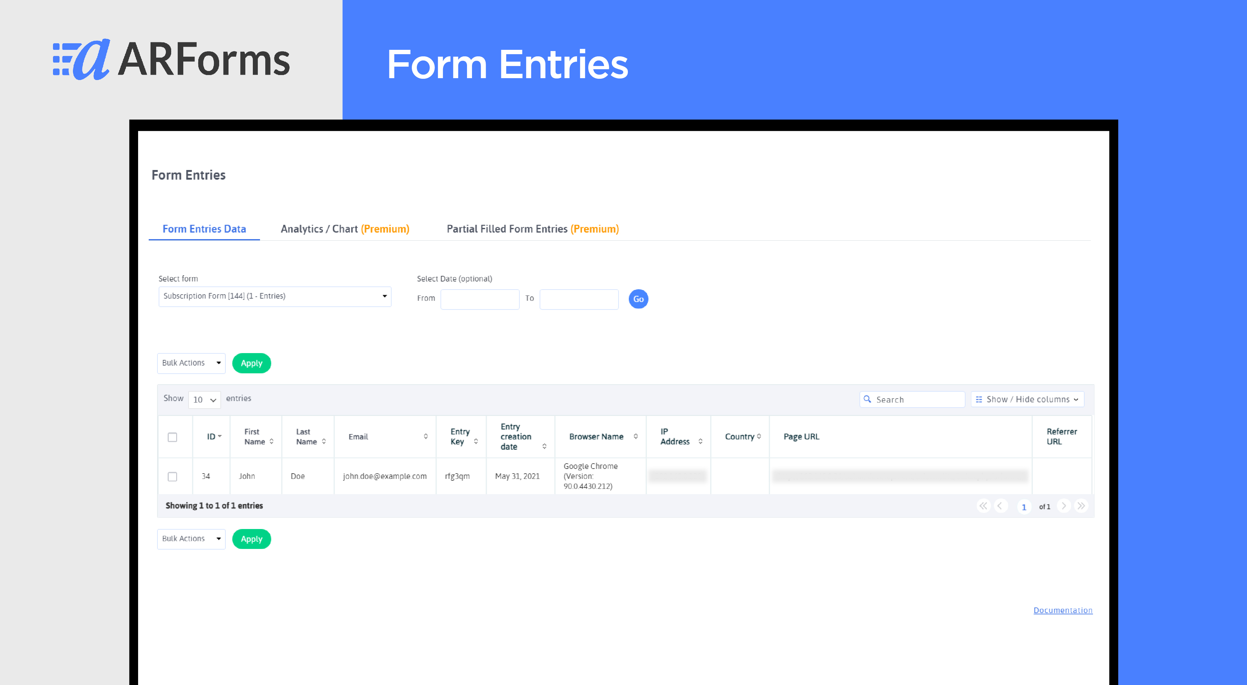ARForms - Form Entries