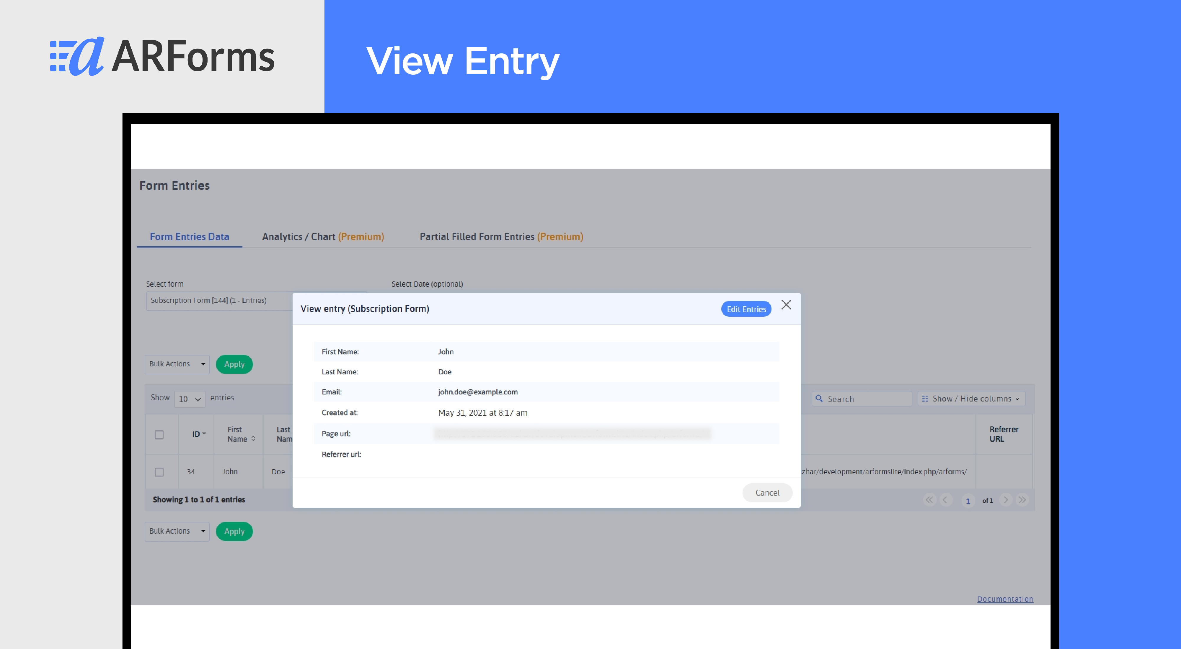 ARForms - View Entry