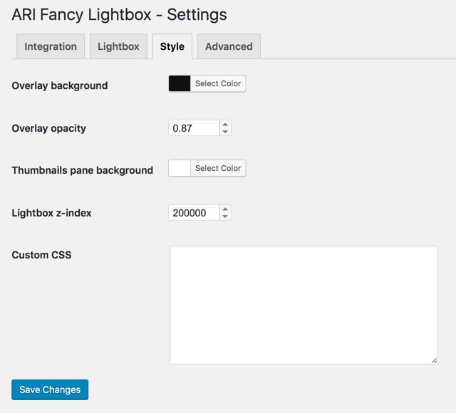 ARI Fancy Lightbox - Settings - Style tab