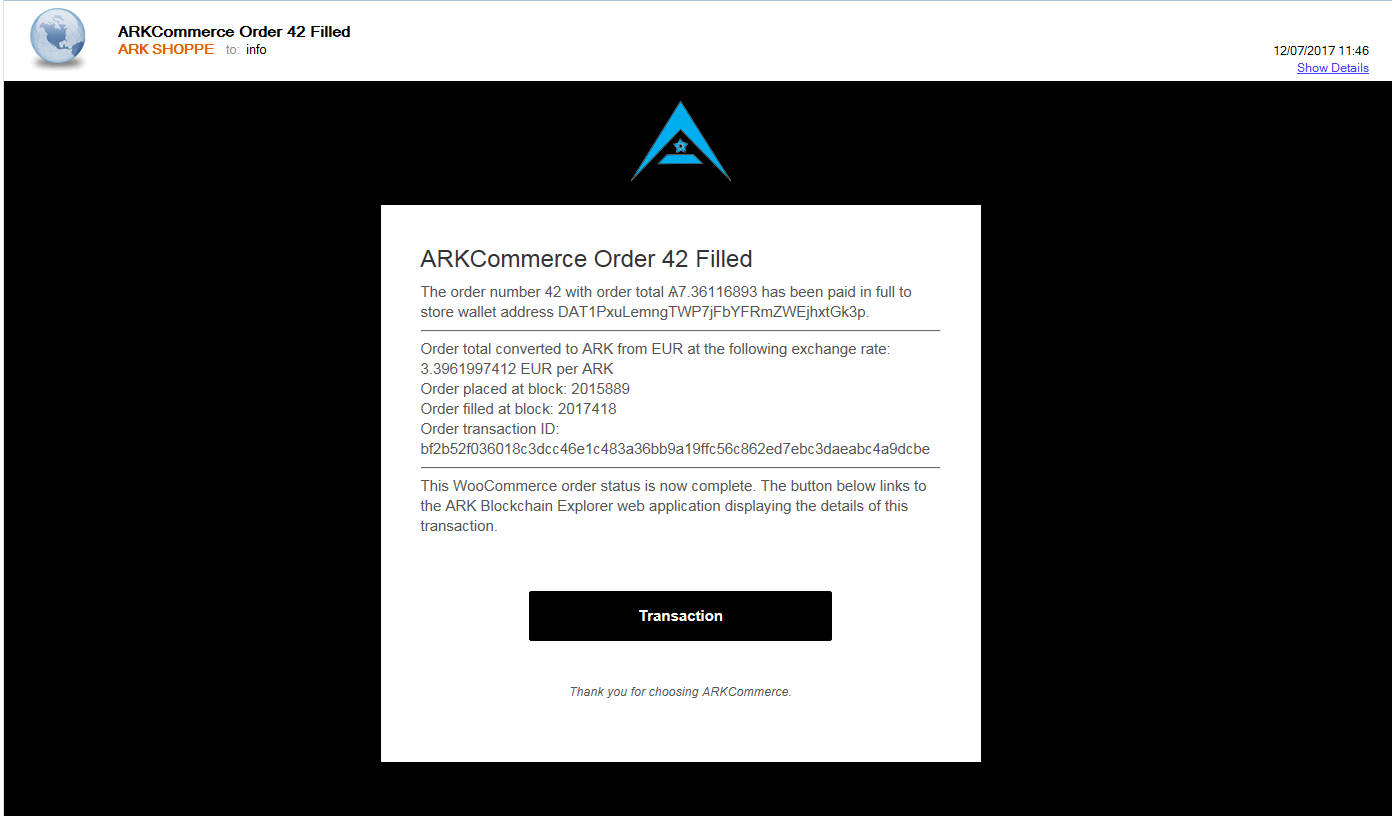 Information page contains basic information about the ARK blockchain, ARKCommerce plugin, useful links, and quick guides on setup-related procedures focusing on WP-Cron.