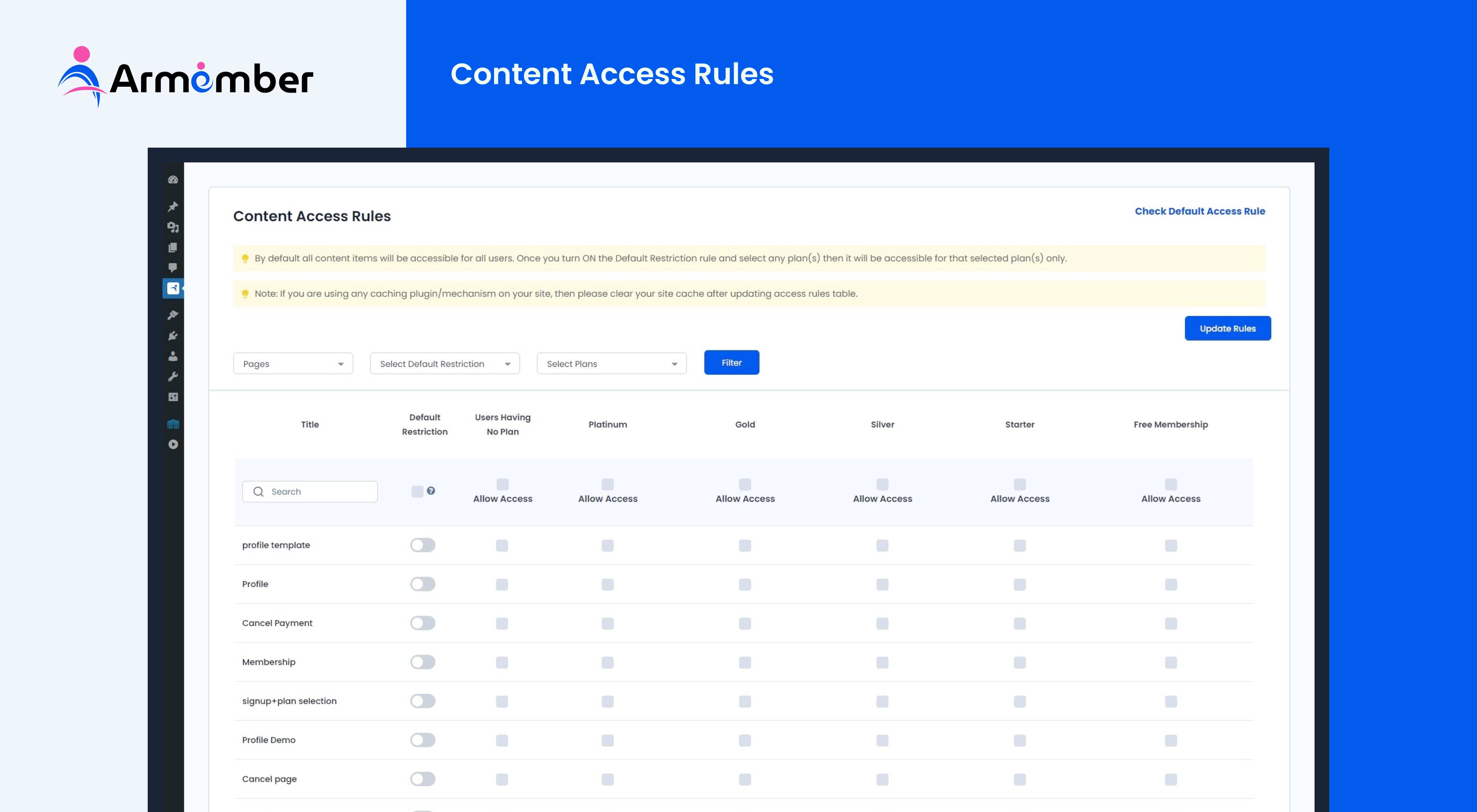 Plan Selection + Signup page configuration