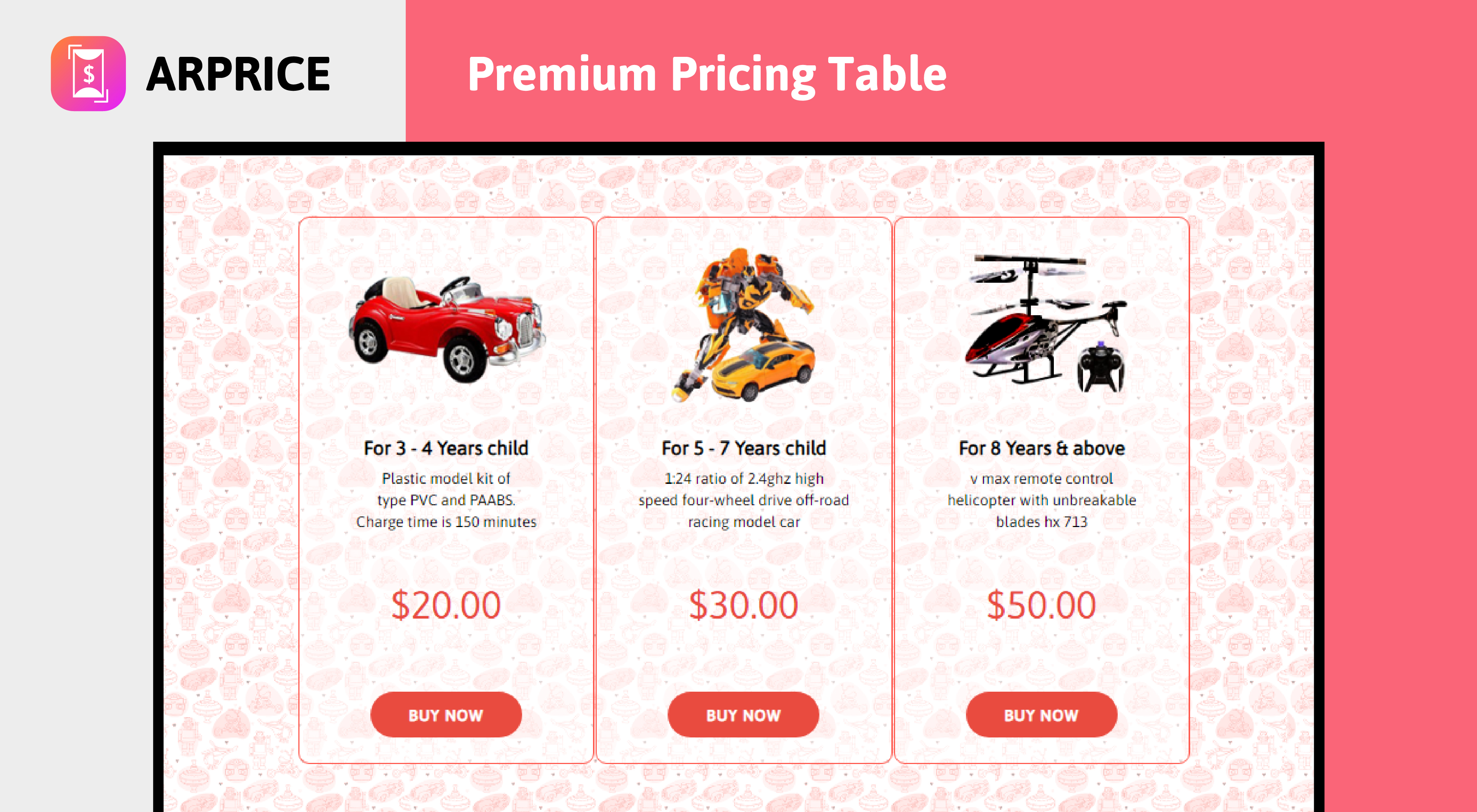 ARPrice - Pricing Table Editor