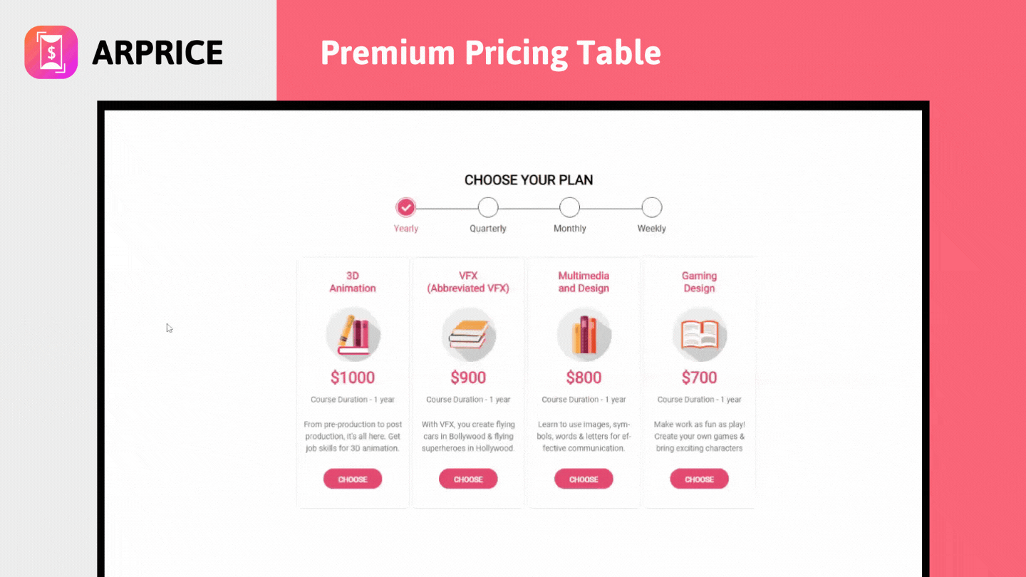 ARPrice - Premium Pricing Table Sample 5