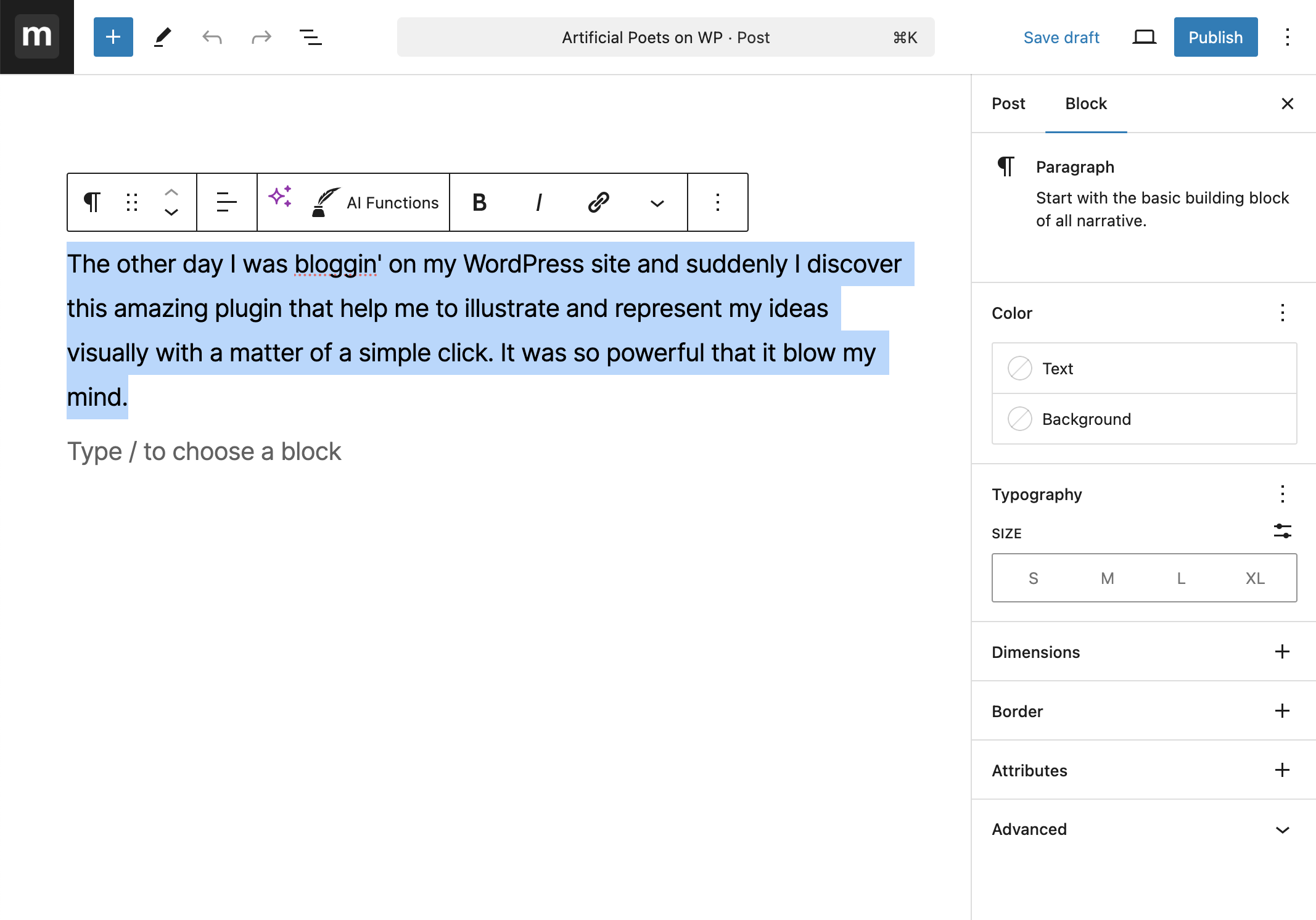 **Easy and fast UI** – our AI for WordPress is simple to use and works with Gutenberg.
